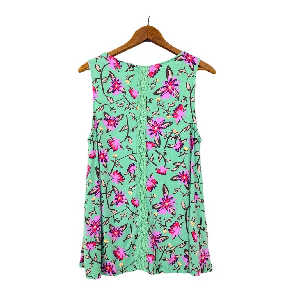 Matilda Jane Weekend Away Green Floral Print Flowy Swing Silhouette Tank Top - Picture 9 of 10